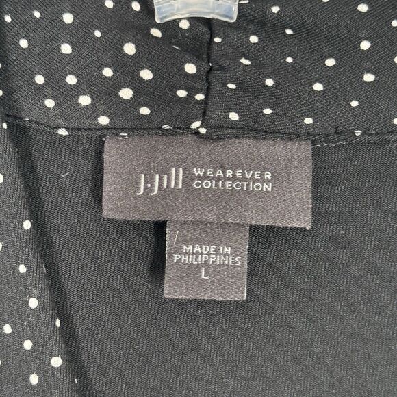 J Jill Dress Womens Large Black White Polka Dot Wearever Collection Shift Preppy - Picture 5 of 7